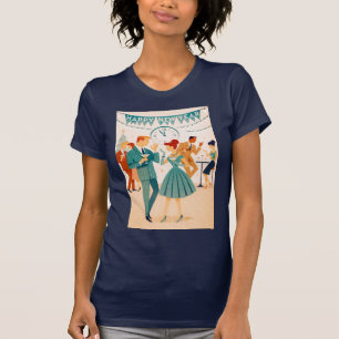 Frohes neues Jahr im Stil der Mitte des Jahrhunder T-Shirt