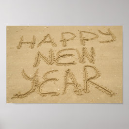 Frohes neues Jahr in Sand Poster