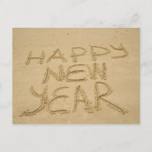 Frohes neues Jahr in Sand Postkarte
