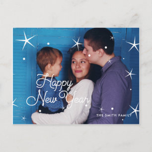 Frohes Neues Jahr klassisches Familienfoto Postkarte