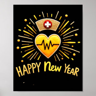 Frohes Neues Jahr Krankenschwester Poster