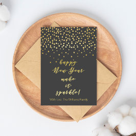 Frohes Neues Jahr, lassen Sie es glänzen! Gold Gli Postkarte