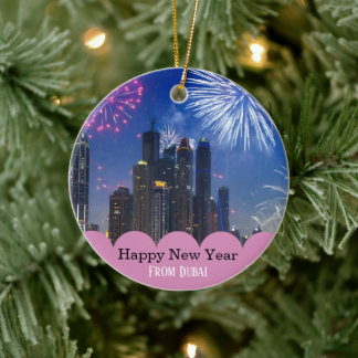 Frohes neues Jahr mit Dubai-Ornament 2026 Keramik Ornament