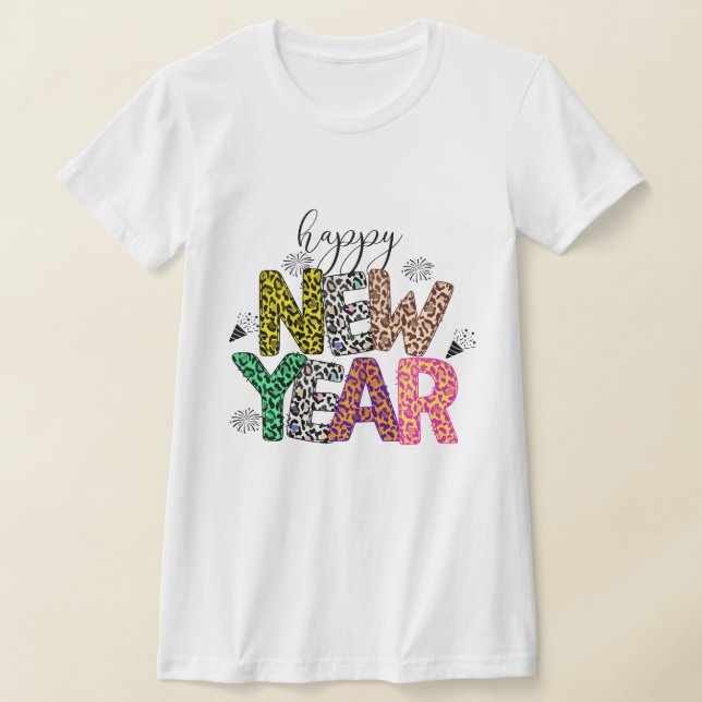 Frohes Neues Jahr Multicolor Leopard Print Tee (Ablage )