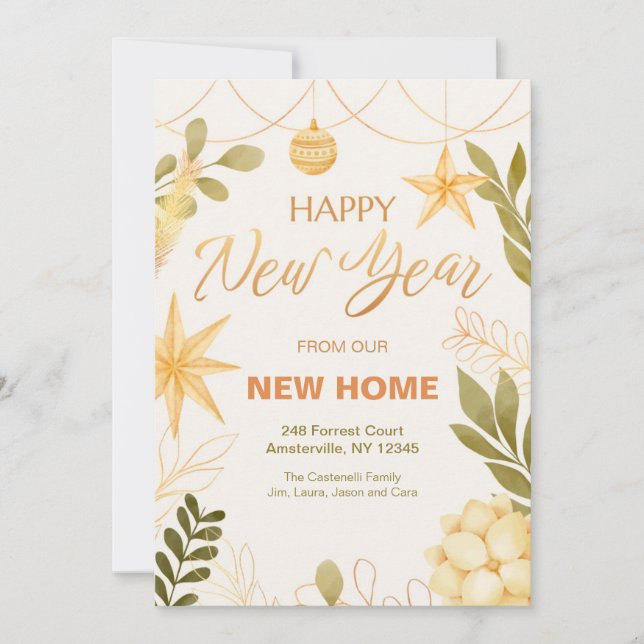 Frohes neues Jahr nach Ankündigung neuer Zuhause (Vorderseite)