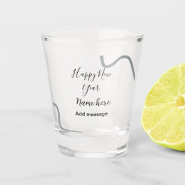 Frohes neues Jahr Name Nachricht grau einfache Fei Schnapsglas