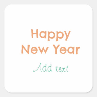 Frohes neues Jahr orange grün Name Datum modern re Quadratischer Aufkleber