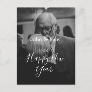 Frohes neues Jahr Paar Foto Name Jahr schwarz weiß Postkarte