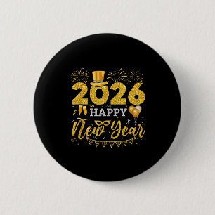 Frohes Neues Jahr Party 2026 Ballon Familie Passen Button