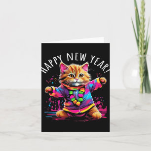 Frohes Neues Jahr Party Tanzende Katze Design Karte