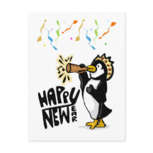 Frohes Neues Jahr Pinguin-Postkarte