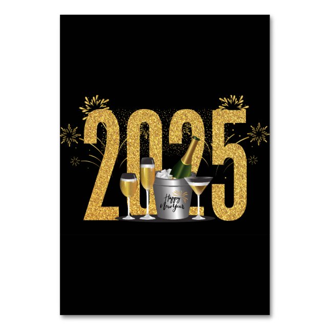 Frohes neues Jahr - Platzkarte Tischnummer (Vorderseite)