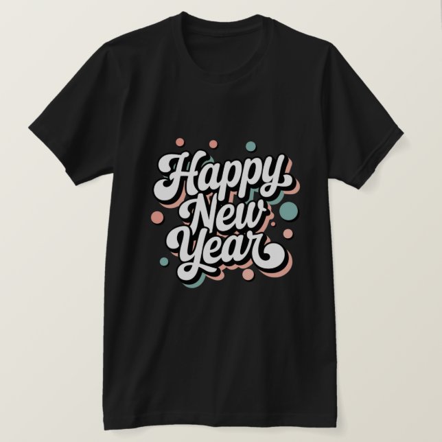 Frohes neues Jahr, Retro-Stil T-Shirt (Design vorne)