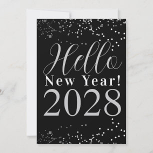 Frohes neues Jahr Schwarz und Silber Glitter Neuja Feiertagskarte