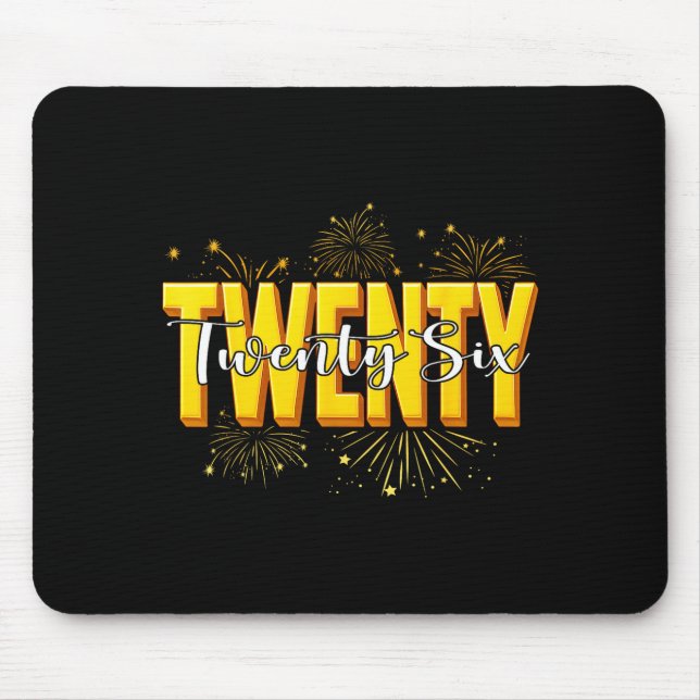 Frohes Neues Jahr Sechsundzwanzig Zwanzig Happy Ne Mousepad (Vorne)