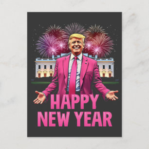 Frohes neues Jahr Silvester Trump Resolution 2025 Postkarte