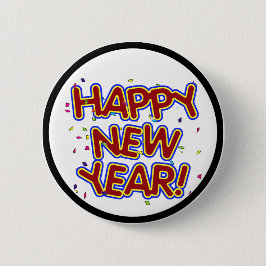 Frohes neues Jahr - Spaß roter Text mit Confetti Button