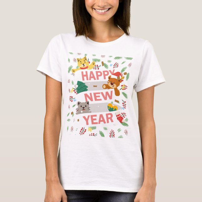 Frohes neues Jahr T-Shirt (Vorderseite)