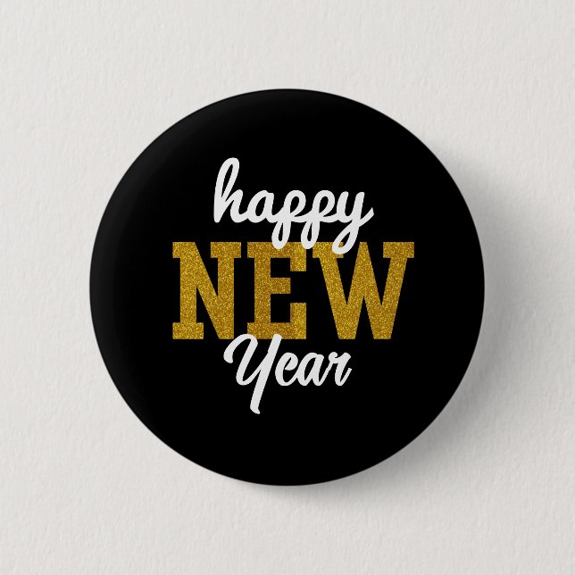 Frohes Neues Jahr T-Shirt Button (Vorderseite)