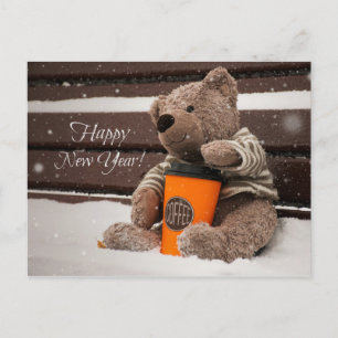 Frohes neues Jahr. Teddy-Bär. Feiertagspostkarte