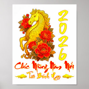 Frohes neues Jahr Tet Binh Ngo Vietnamesisches Jah Poster