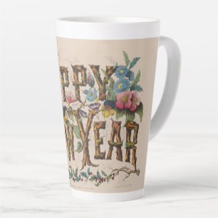 Frohes Neues Jahr, Vintage Currier & Ives Druck Milchtasse