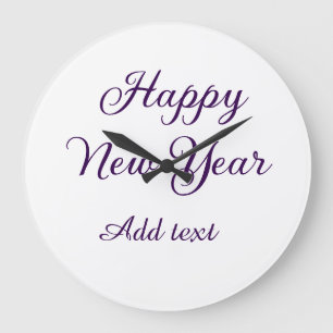 Frohes neues Jahr viole Schrift einfach minimalist Große Wanduhr