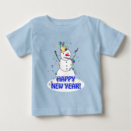 Frohes neues Jahr vom feierlichen Schneemann Baby T-shirt