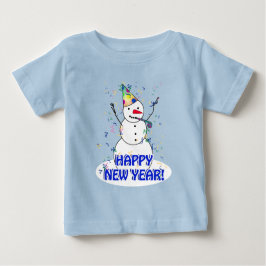 Frohes neues Jahr vom feierlichen Schneemann Baby T-shirt