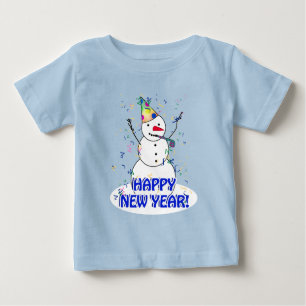 Frohes neues Jahr vom feierlichen Schneemann Baby T-shirt