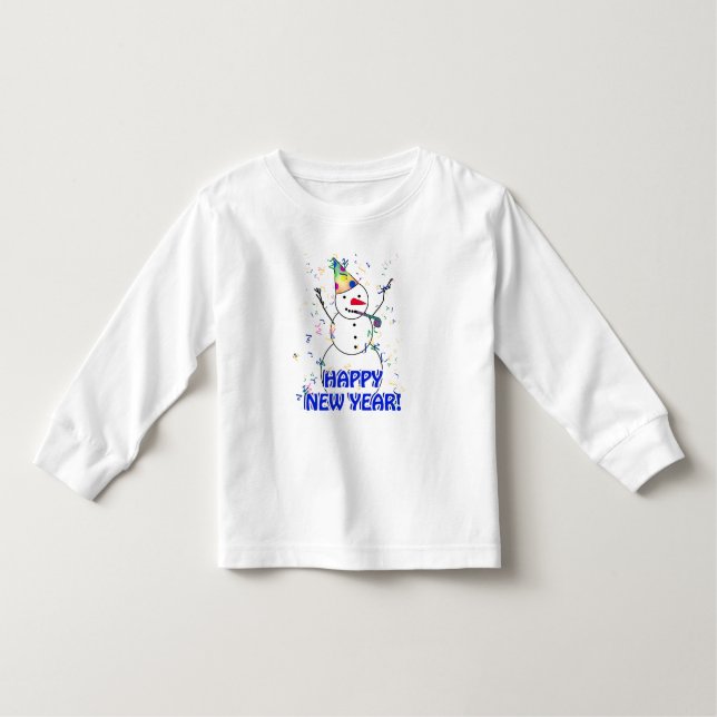 Frohes neues Jahr vom feierlichen Schneemann Baby T-shirt (Vorderseite)