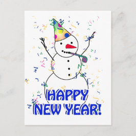 Frohes neues Jahr vom feierlichen Schneemann Feiertagspostkarte