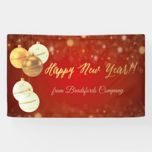 Frohes Neues Jahr, Weihnachtsbälle, Rot Banner