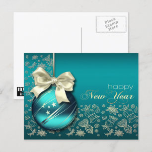 Frohes neues Jahr. Weihnachtsbauble Feiertagspostkarte