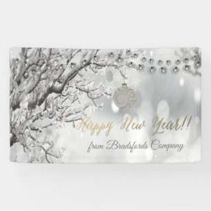 Frohes neues Jahr, Winterwunderland, Weihnachtsbal Banner