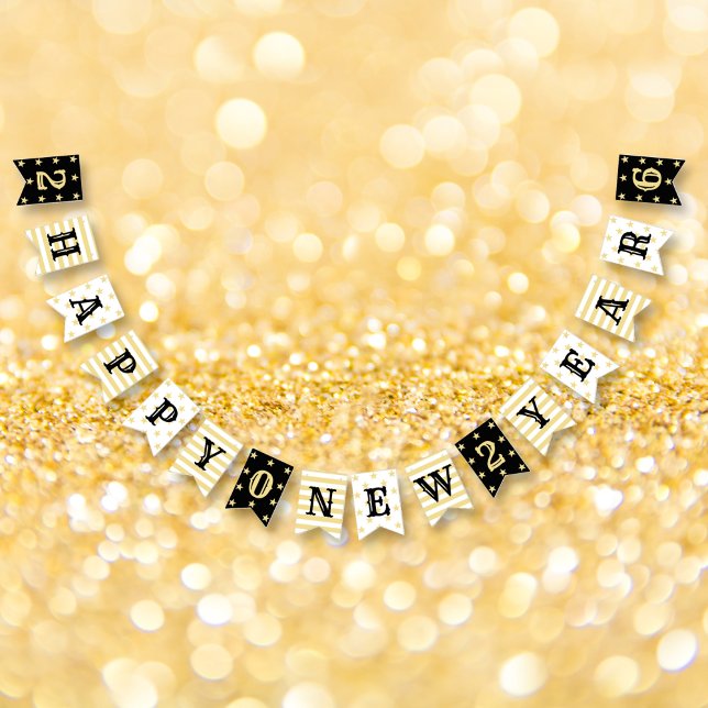 Frohes Neujahr 2026 Zuhause Office Shop Party Deco Wimpelkette (Happy New Year 2026 Home Office Shop Party Decor Bunting Flags)