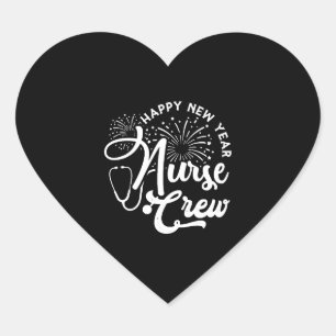 Frohes Neujahr Krankenversicherung Crew Neujahr Herz-Aufkleber