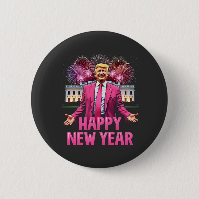 Frohes Neujahr - Trump-Resolution 2025 Button (Vorderseite)