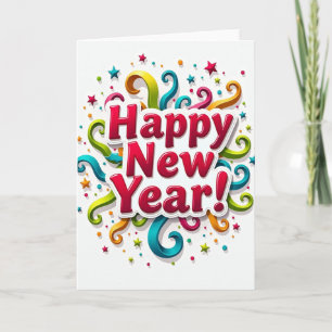 Frohes Neujahrs-Karten-Design mit farbenfrohen Sch Karte