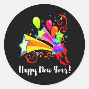 Frohes Neujahrsfest 2024 Neues Jahr Party Runder Aufkleber