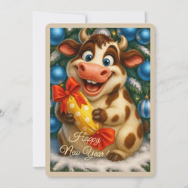Frohes Neujahrsgrußkarte Feiertagskarte (Vorderseite)