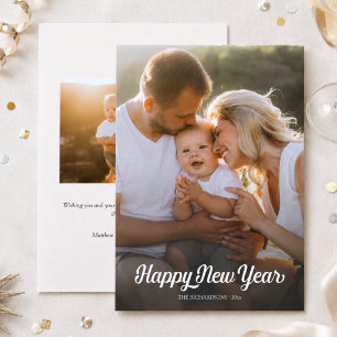 Frohes Neujahrsskript Custom 2-Foto Feiertagskarte
