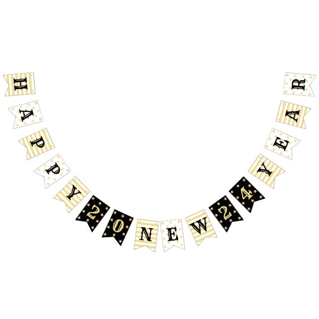 Frohes New Year 2024 Zuhause Shop Office Party Ban Wimpelkette (Alle)