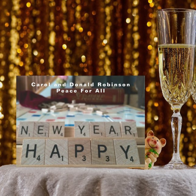 Frohes New Year Board Word Game Phrase Celebration Einladung (Von Creator hochgeladen)