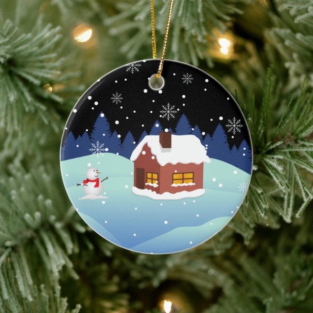 Frohes New Year Keramik Ornament (Baum)