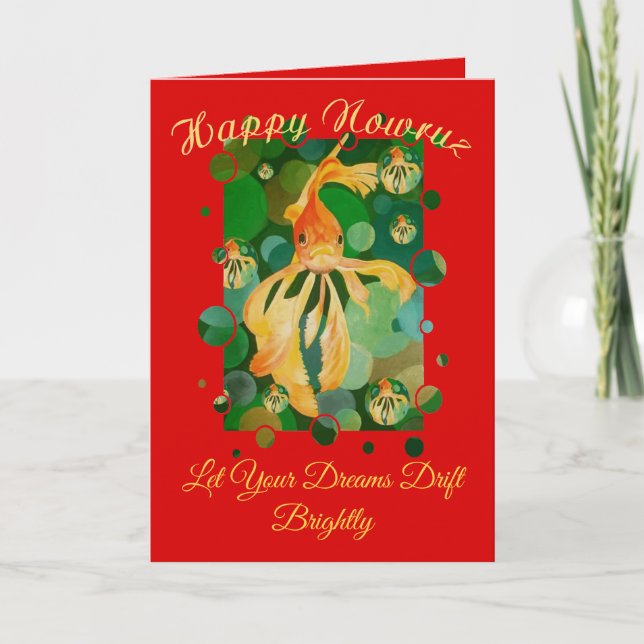 Frohes Nouruz Frohes Neues Jahr Goldfisch Karte (Vorderseite)