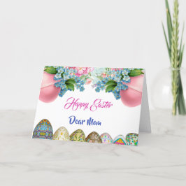 Frohes Ostereier Mama Blau Pink Aquarelleier Feiertagskarte