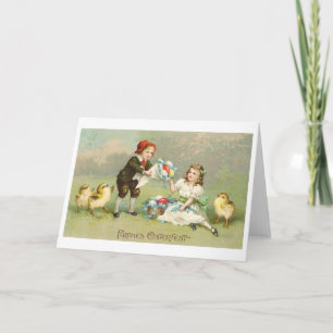 Frohes Osterfest! Vintage German Easter Card Feiertagskarte