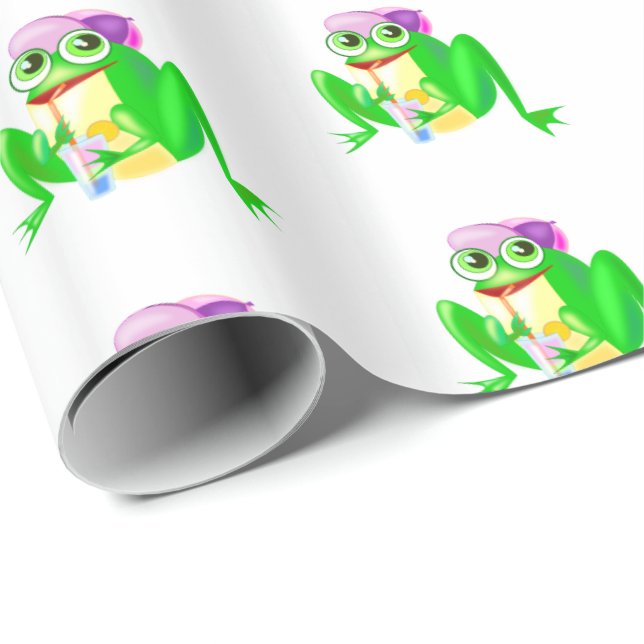 Frohes Party Frog Wrapping Paper Geschenkpapier (Rolleneckpunkt)