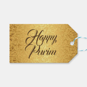 Frohes Purim-Geschenk-Anhänger Gold Braun Folie Geschenkanhänger